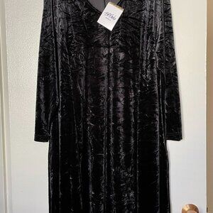 NWT Bob Mackie Wearable Art Dress in Black Crushed Velvet, X-Large